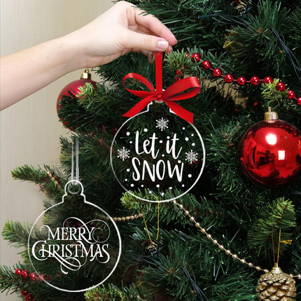 50 Pack Christmas Tree Ornaments Blanks - 4 Inch Clear Round Acrylic Flat Disc Ornaments Blanks Christmas DIY Crafts Transparent Circle Discs for Christmas Winter Year Party Hanging Decorations