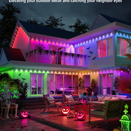 Permanent Outdoor Lights, 63.6ft with 36 RGBIC LED Lights with App Control, Waterproof Permanent Christmas Lights for Outside Roofline Decor, Garden Decor, House,Party, Holiday Xmas Decoration