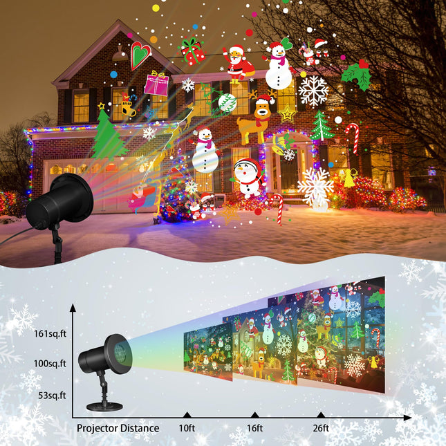 Christams Projector Lights Outdoor, Christmas Window Projector, Waterproof LED Holiday Projector Lights for Indoor Outdoor Christmas Decorations