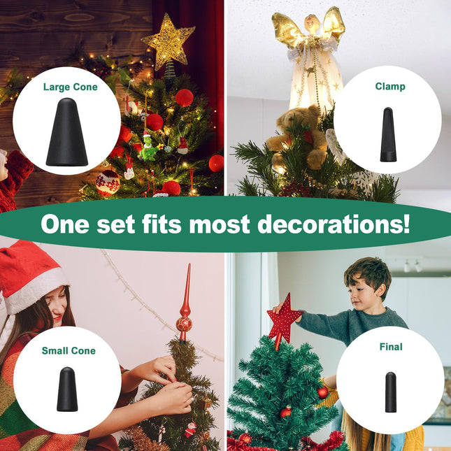 Christmas Tree Topper Holder, Universal Tree Topper Stabilizer Support Fits All Base Types for Halloween Christmas Tree Topper Stars Angel Finial Festival Treetop Decorations Ornaments, Black