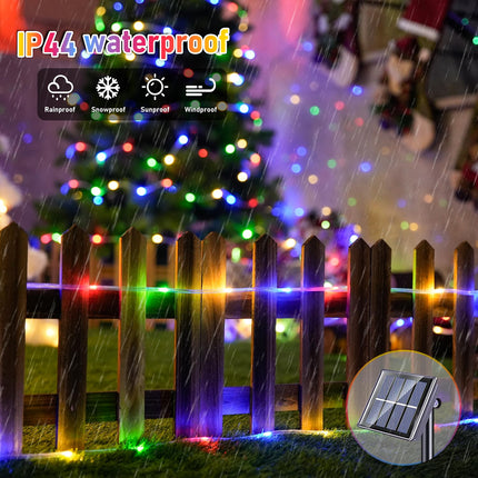 33 Ft 100 LED Solar Camping Lights, 2 Pack Trampoline Lights Solar Powered, 8 Modes Solar Lights for Camping Tent Slid Ladder Trampoline Accessories (Multicolor)