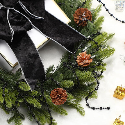 Pangda 49 Feet Christmas Tree Beads Garland Strands Chain for Christmas Wreath Decoration Table Centerpiece (Black)