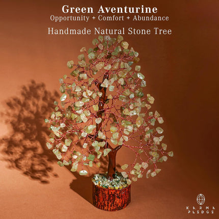 Crystal Tree of Life Green Aventurine Healing Crystal Trees for Home & Office Decoration, Handmade Bonsai Trees for Positive Energy, Money, Good Luck, Christmas Decor, Birthday s for Women, Mom
