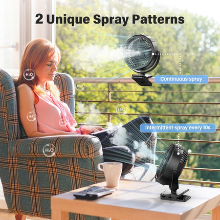 Misting Fan Rechargeable 10000Mah Battery, 8Inch Mister Fan With Clip 3 Speeds With Timer Function, 360° Rotatable Spray Fan