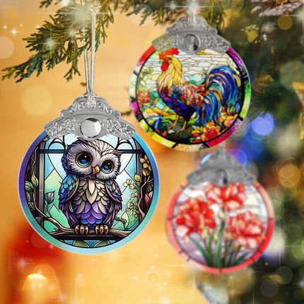 Owl Christmas Ornaments - Owl Hanging Ornament - Owl Christmas Decor - Owl Suncatchers for Windows - Christmas Owl s - Owl Lovers s - Owl Ornaments for Christmas Tree
