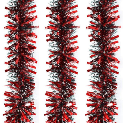 25ft Christmas Tinsel Garland, Christmas Tree Ornaments Home Party Classic Shiny Sparkly Ceiling Hanging Decorations,3.6 inch Wide Filaments Red