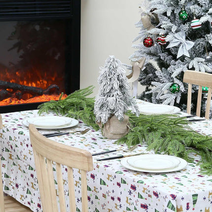 Tabletop Christmas Tree, 12 Inch Artificial Snow Flocked Small Mini Christmas Tree with Burlap Base for Home Office Table Desk Dining Bedroom Christmas Party Decorations