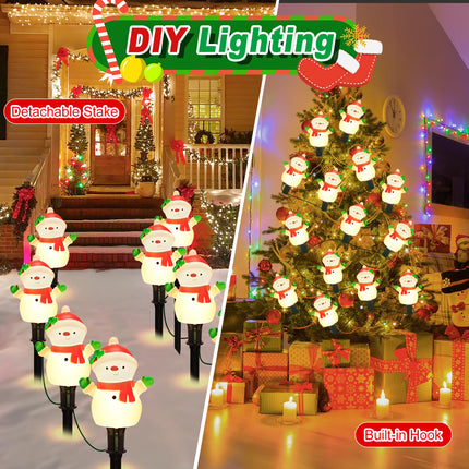 BesLowe Christmas Pathway Lights Outdoor with 5 Snowman, 10FT Christmas Walkway Lights with Stakes, Christmas Decorations Outside for Yard Sidewalk Driveway Lawn Path Garden Xmas LED Light