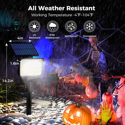 Solar Spot Lights Outdoor Waterproof for Flag, Tree, House, Garden, Yard, Landscape Spotlights for Accent Uplighting Halloween Christmas Decorations-2 Pack