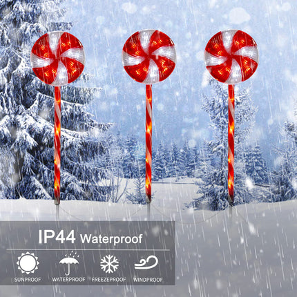 6 Pack Lollipop Christmas Pathway Lights Outdoor - 29 inches 120 LED Walkway Lights with 8 Lighting Modes, Waterproof Candy Cane Lighted Decorations for Holiday Lawn Yard Outside