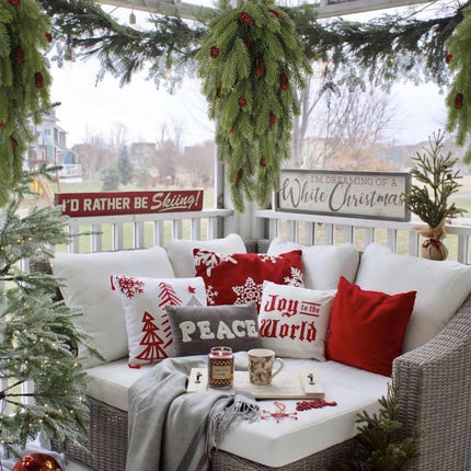2 Pack Artificial Pine Branches with Pine Cones Green Plants Pine Needles Artificial Hanging Plants Outdoors DIY Accessories for Outdoors for Wreath Christmas and Home Garden Decoration(Green)