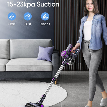 Tatian Cordless Vacuum Cleaner,23Kpa Powerful Cordless Vacuum,40 Mins Runtime,Detachable Battery,1.5L Dust Cup,6 In 1 Lightweight Cordless Stick Vacuum Cleaner For Hardwood Floor Pet Hair,Car,Redrose