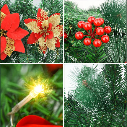 Christmas Garlands,Christmas Garland with Lights,Christmas Garland for Mantle,9ft Pre-lit Christmas Garland for Interior Decoration,Fireplaces,Stairs,Door Christmas Decorations Battery Operated