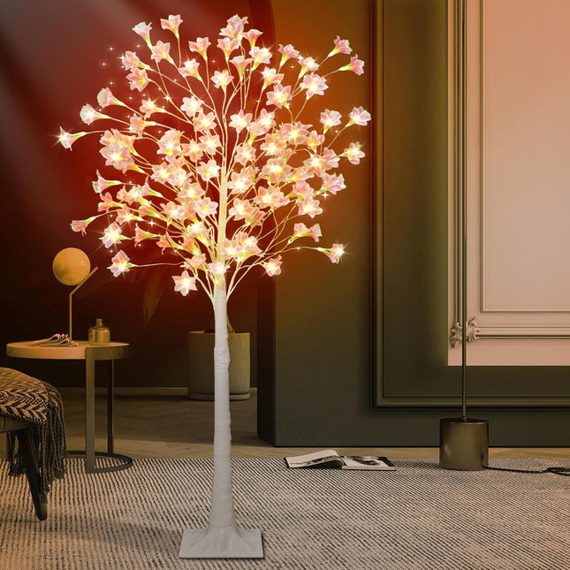 Artificial Trees for Outdoors 5.9FT 96 LED Outdoor Fake Plant Tree IP44 Waterpoof Christmas Tree Decor Lights Fake Tree for Outside Home Decor Indoor Patio Wedding Party Festival Holiday Decoration