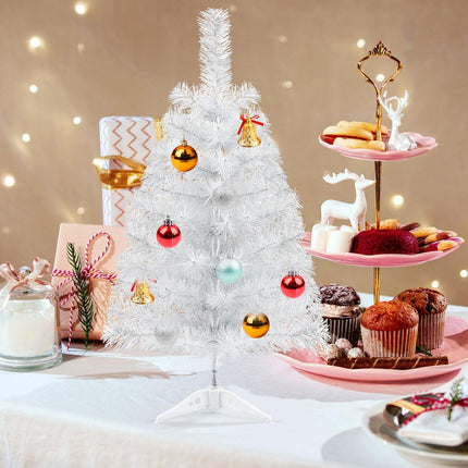 GlyinnHe 2Ft White Artificial Christmas Tree with Plastic Stand, Tabletop Christmas Tree for Indoor Outdoor Holiday Decoration