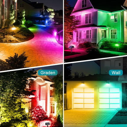 Solar Spot Lights Outdoor Waterproof IP65,[49 LEDs/8 Pack] RGB Christmas 7 Modes Color Changing Solar Spotlights, Adjustable Landscape Flood Powered Lights for Yard Garden Pathway(Multicolor)