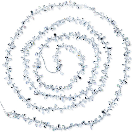 9 Foot Silver & Clear Crystal Acrylic Bead Christmas Garland Iridescent Christmas Tree Garland Perfect for White Winter Theme Trees Garland Christmas Decorations for Indoor Use