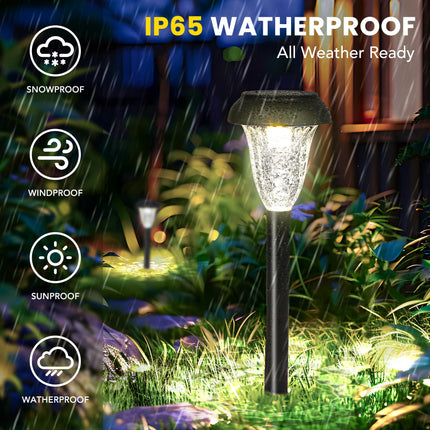 GIGALUMI 12 Pack Solar Lights Outdoor Waterproof, Cool White Pathway Lights Solar Powered, Landscape Lighting, Solar Grden Lights for Decor, Patio, Garden, Yard, Pathways, Walkways