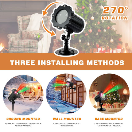 Laser Christmas Projector Lights Outdoor, Moving Dynamic Landscape Laser Lights with Red & Green Twinkle Stars Light Show, Waterproof Holiday Projector Decor for House/Garden/Party, with RF Control