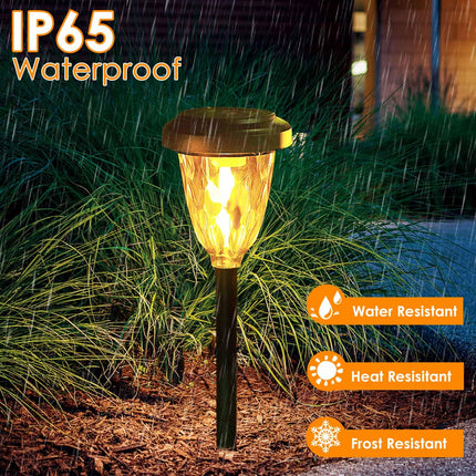 8PK 2Modes (Steady on/Flickering) Solar Christmas Lights, Solar Garden Lights, Auto On/Off Outdoor Lights With Flickering Flame, Solar Pathway Lights For Christmas Decorations (Teardrop-shaped)