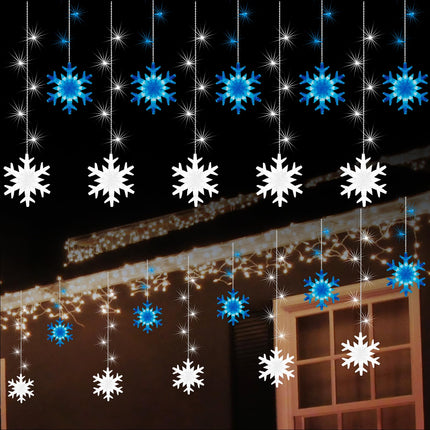 141" 155LED Twinkleb Snowflake Light, LED Snowflake Christmas Lights Indoor or Outdoor Décor for Home, Garden, Lawn (Blue and White)