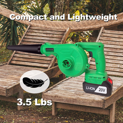Tegatok Mini Leaf Blower, 2 in 1 Leaf Blower Cordless with Battery and Charger, Handheld Electric Leaf Blower with Variable Speed, Small Leaf Blower & Vacuum for Lawn Care, Leaf Blowing, Dust Cleaning