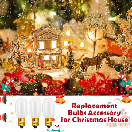 Retisee Christmas Village Light Bulbs, 0.7W 120V Christmas Village Replacement Light Bulbs, E12 Base T20 LED Night Bulbs Accessory for Christmas House Replacement Bulbs Accessories (12 Pcs)