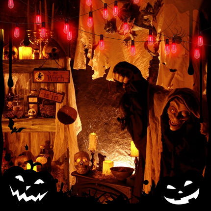 10Ft Halloween LED String Light with Red Blood Tear Drops, Halloween Decorations Lights with 10 ST40 LED Bulbs, Outdoor Halloween Spooky Lights for Patio, Balcony, Party, Halloween Decoration, Black