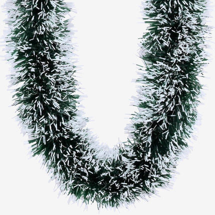 BLEUM CADE 1Pcs 49.2Ft Christmas Tinsel Garland, Green Tinsel Garland with Frost Tip for Xmas Tree Decorations Holiday Birthday Wedding Party Supplies