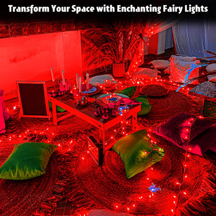 String Lights Outdoor Waterproof 9.8ft 30 LED, Red Fairy Lights Battery Operated with Timer Clear Wire for Indoor & Outdoor Christmas Vanlentines Decorations Garland Party Garden
