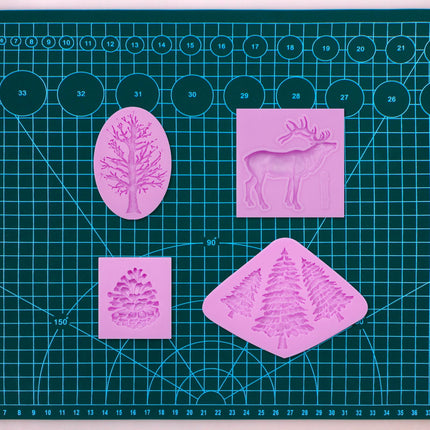 Christmas Tree Silicone Molds, Pine Cone Pine Tree Chocolate Molds, Elk Fondant Kitchen Baking Mold for Christmas Theme Cake Decoration Cake Topper Candy Sugar Craft Gum Paste Clay Resin