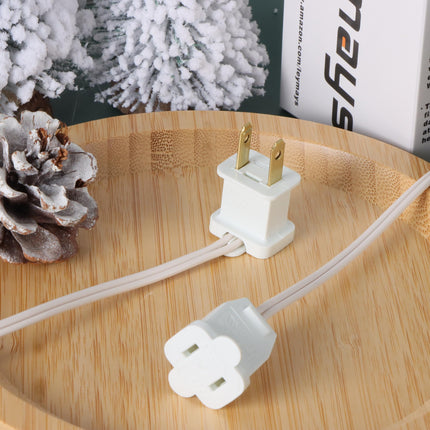 White Extension Cord 6 FT - 2 Prong Outdoor Extension Cord for Christmas Decorations Lights(Non-Polarized, Small Plug)