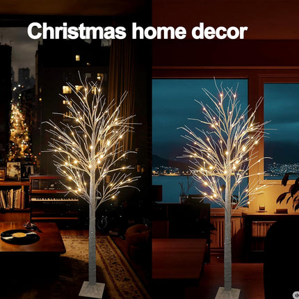 4FT 5FT 6FT Christmas Tree with Lights, 3PACK Smart Lighted Birch Tree with APP Home Decor, Warm White, Timing, Dimmer, Group Control, Music Sync, Christmas Room Decorations Indoor/Outdoor Use