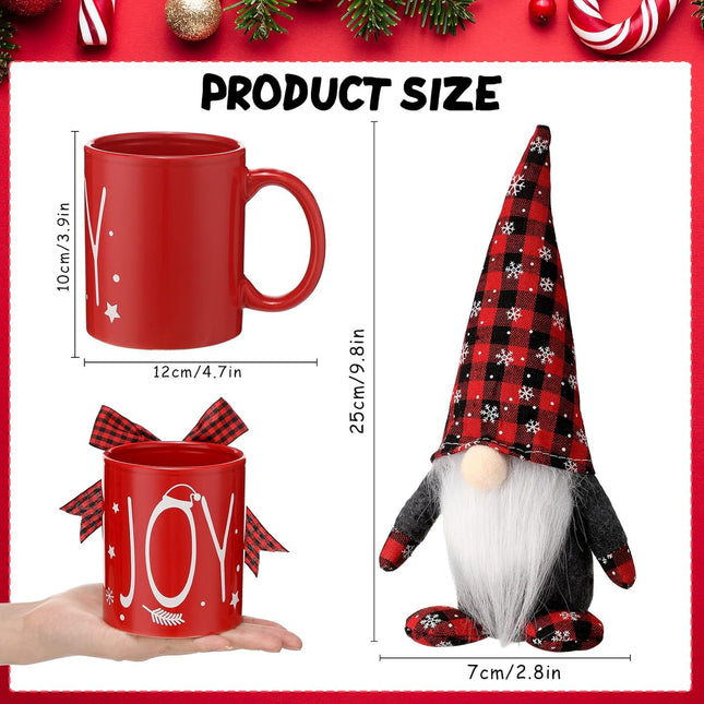 Unittype 13 Pieces Christmas Tiered Tray Decorations Set Farmhouse Table Decorations Includes Gnomes Decor Plush Christmas Wooden Signs for Indoor Home Coffee Bar Table Mantel(Red)
