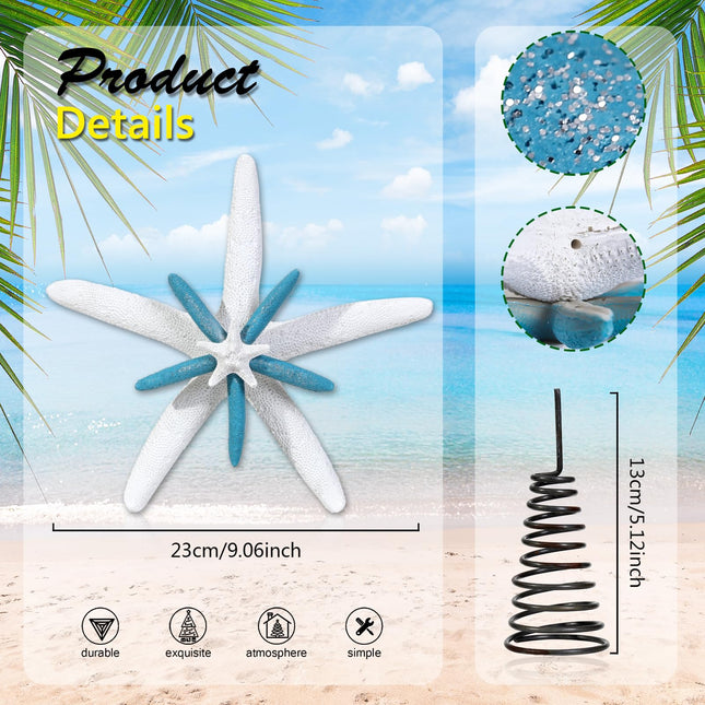 Christmas Starfish Tree Topper Coastal Christmas Tree Decor Beach Christmas Vacation Decorations (Blue)