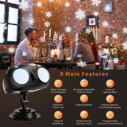 Trakxy Christmas Snowflake Projector Lights Outdoor Dynamic Owl Shape Rotating Snowfall LED Landscape Ceiling Light with Remote Control Timer for House Xmas Holiday Party Outside Decoration Projector