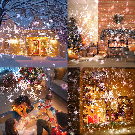 Snowflake Christmas Projector Lights Outdoor, NACATIN Water-Resistant Snowflakes Snow Projector Lamp with Remote Control Timer Snowfall Led Lights for Xmas Halloween Birthday Party