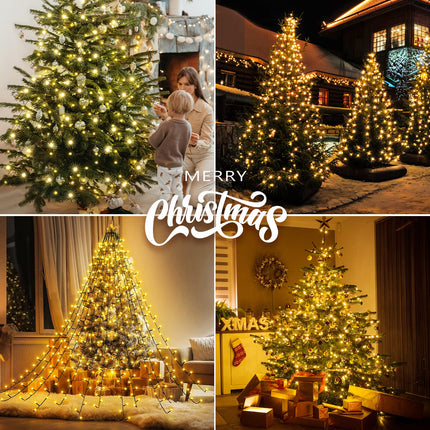Marchpower Christmas Tree Lights Warm White, 8 Modes Christmas Lights for Tree with Timer & Memory Function, 400 Diamond LED 6.6FTx10 Waterproof Xmas Tree Lights with Ring for Indoor Outdoor