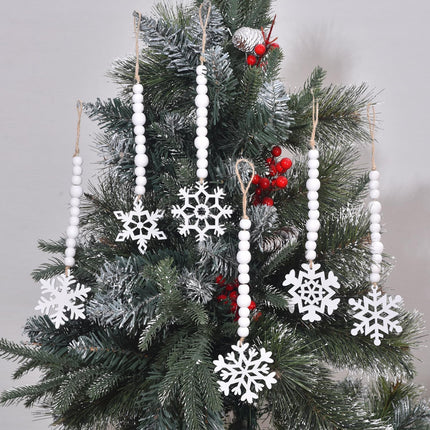 12pcs Christmas Tree Hanging Wooden Snowflakes Decorations 3D Christmas Tree Decor White Wood Snowflake Ornaments with Jute String Hanger for Home Ceiling Chandelier Party Indoor Outdoor (White)