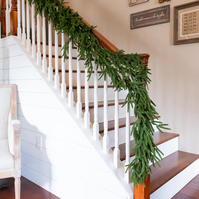 72" Real Touch Norfolk Pine Garland, 6ft Christmas Garland for Mantle, Faux Cedar Garland Realistic, Garlands for Decoration Christmas, Christmas Greenery Garland, Staircase Garland