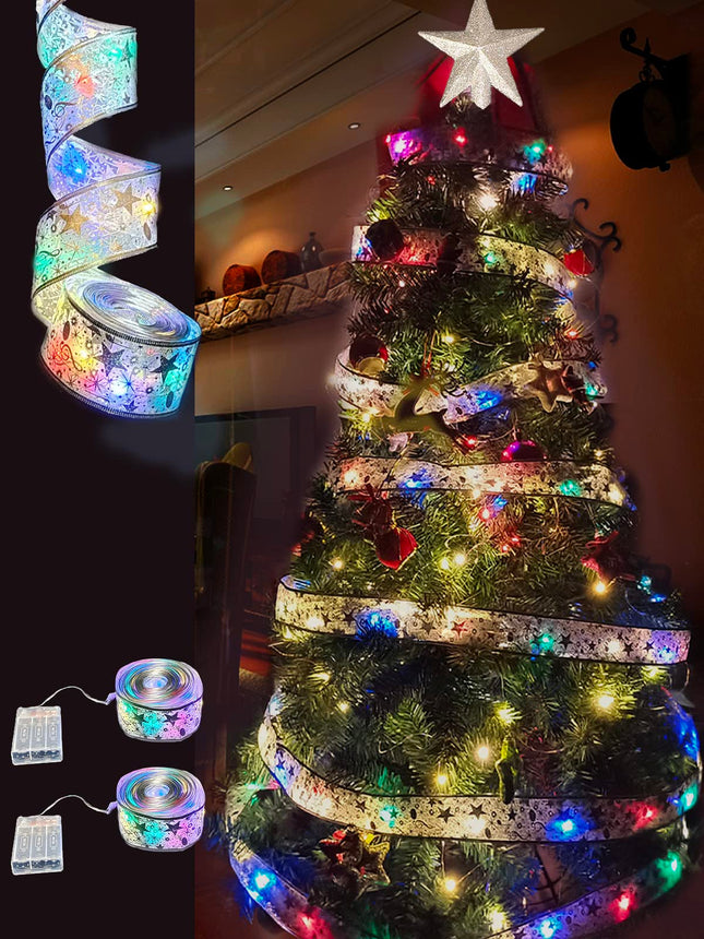 st Patricks Day Decorations Ribbon Lights 16.5ft2bow Indoor Decoration Christmas Tree Embellished Holiday Atmosphere Battery Box Power Colorful Ribbon