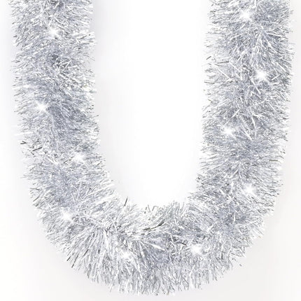 Christmas Tinsel Garland, 32.8 FT Shiny Silver Tinsel Garland Christmas Decorations, Christmas Tree Garland Metallic Twisted Hanging Christmas Garland for Xmas Tree Home Party Indoor Outdoor Decor