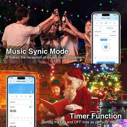 CHARKEE 50ft RGB-IC LED Fairy Lights for Bedroom, 150 LED String Lights Indoor with APP, Twinkle Fairy Lights USB Plug in, Chasing Effect Music Sync Outdoor,Party, Wedding,Christmas Lights Decoration