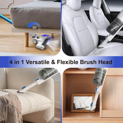 Cordless Vacuum Cleaner, Stick Vacuum Cleaner, Handheld Vacuum Cleaner, 60 Min Long Runtime Lightweight Stick Vacuum With Crevice Tool, Dusting Brush For Home, Carpet, Hardwood Floor Blue