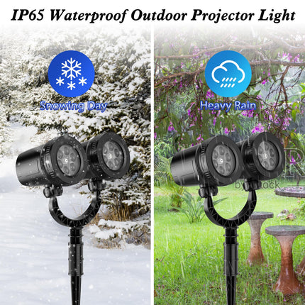 Snowflake Christmas Projector Light Outdoor - d Double Head Projection Design, IP65 Waterproof LED Christmas Light Projector for Xmas Holiday Party Patio Garden Yard Decoration