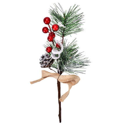 Boutique 12 Red Berry and Pine Cone Christmas Picks with Holly Branches for Holiday Decorations Great Addition to Any Christmas Decor Crafts, Wreath, Garland or Tree