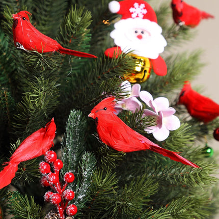 12 Pcs Cardinal Ornament with Clip on Feather Artificial Doves Bird Christmas Tree Ornament Bright Fake Cardinal Craft for Winter Theme Wreath Garland Decor, Red Cardinals, 4.7 Inches and 5.9 Inches