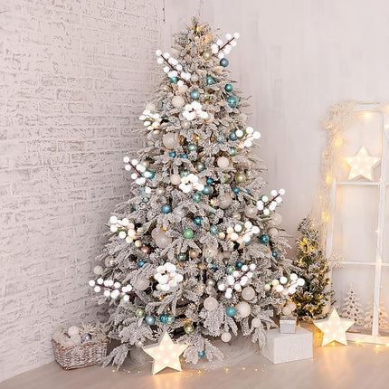 32 Pack Christmas Tree Decoration, 8 Inch Artificial White Berry Stems Christmas Picks Filler for Tree, Holly Berries Christmas Tree Ornaments Xmas Holiday Decor