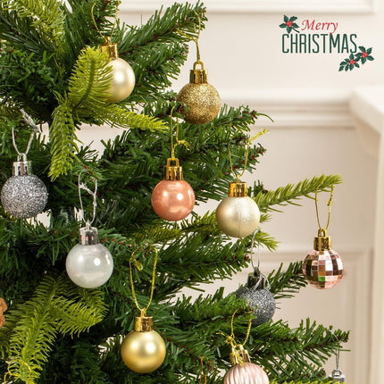 100 Pcs Mini Christmas Ball Ornaments Set, 1.18'' Rose Gold Silver and Champagne Small Shatterproof Xmas Tree Ornament Hanging Ball Bulk Decorations for Holiday Party, Wreath, Garland, Winter Décor