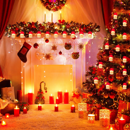 Abeja Christmas Snowman String Lights, 8.5Ft Christmas Santa Claus Decorations String Lights with 10 Santa Head Decorations Lights, Santa Fairy Lights for Christmas, Yard, Party, Xmas Tree Decor